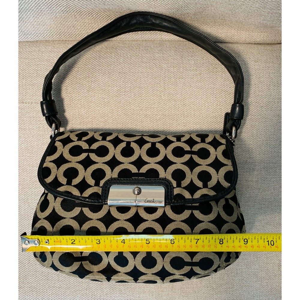 Authentic Coach Kristin "C" Opt Art Canvas Black & Beige Satchel Handbag / Small - Picture 16 of 16
